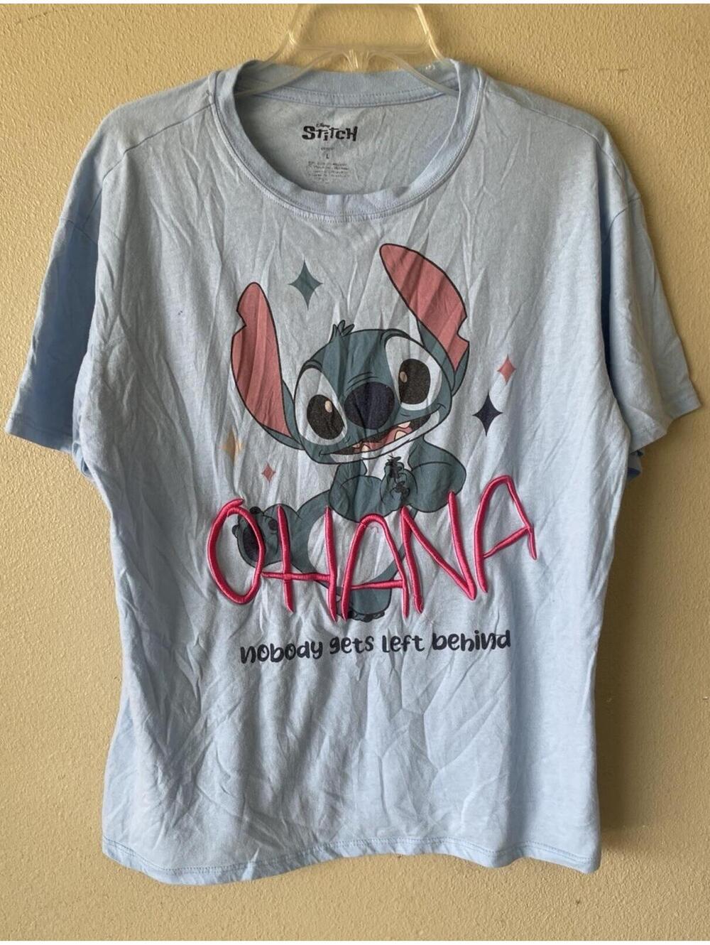 Stitch Large Tshirt Grey Short Sleeve Disney Ohana